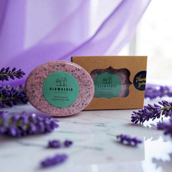 Lavender Scrub Organic Soap (80g) - Image 2